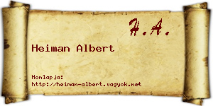 Heiman Albert névjegykártya